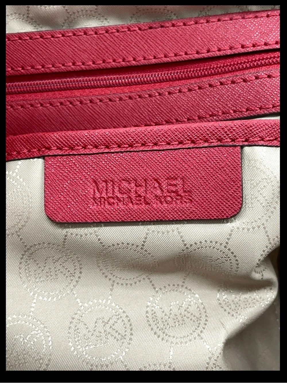 Michael Kors Red Saffiano Tote with Gold MK Charm